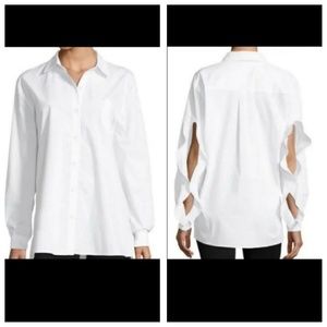 Few Moda Cut Out Sleeve Poplin White Blouse Medium